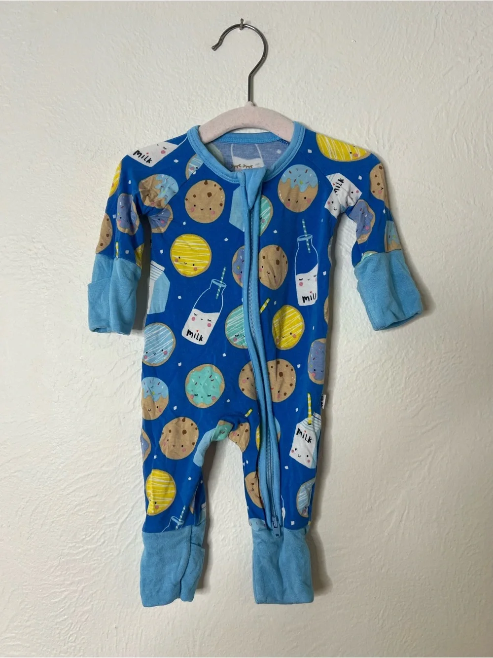 Little Sleepies Royal Blue Planet & Milk Bottle Footed One-Piece Preemie